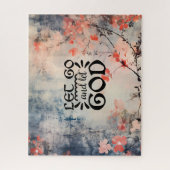 Laat God Coral Blue Floral Art Christelijk Legpuzzel (Verticaal)