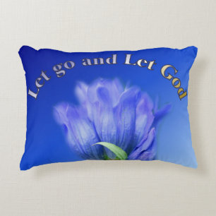 Laat God Gentian Flower Inspirerend Quote Accent Kussen