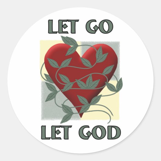 Laat God herstellen Slogan Quote Red Heart Ronde Sticker (Voorkant)
