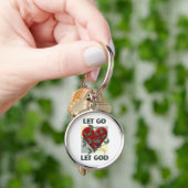Laat God herstellen Slogan Quote Red Heart Sleutelhanger (Hand)