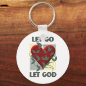Laat God herstellen Slogan Quote Red Heart Sleutelhanger (Voorkant)