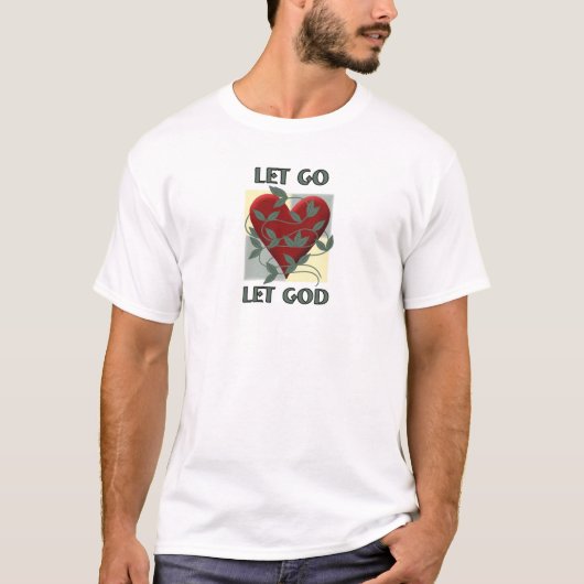 Laat God herstellen Slogan Quote Red Heart T-shirt (Voorkant)