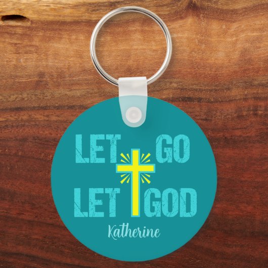 Laat God het Christelijke kruis afkoelen Sleutelhanger (Voorkant)