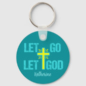 Laat God het Christelijke kruis afkoelen Sleutelhanger (Achterkant)