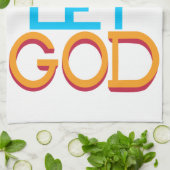 Laat GOD los (originele typografie) Theedoek (Gevouwen)