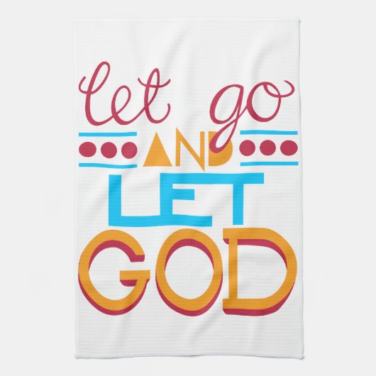 Laat GOD los (originele typografie) Theedoek (Verticaal)