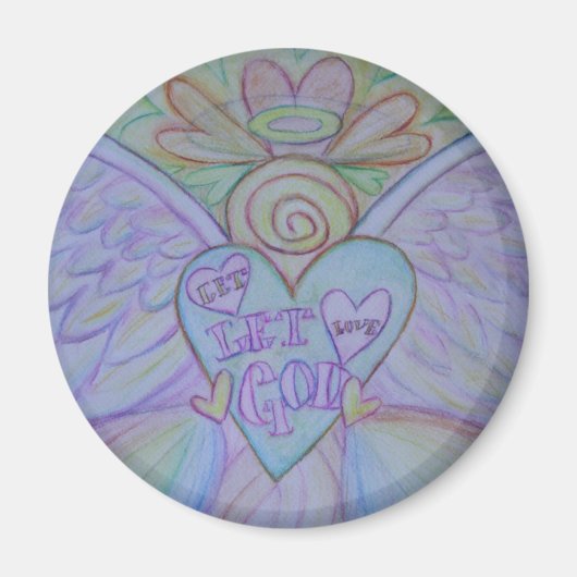 Laat God Rainbow Angel Magnet de liefde geven. (Voorkant)