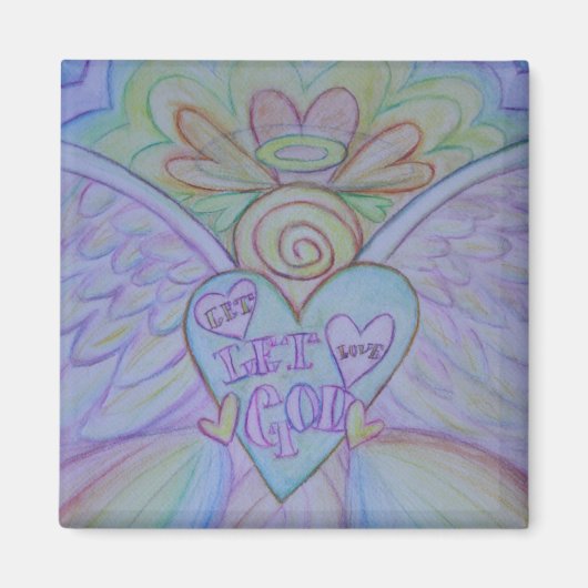 Laat God Rainbow Angel Magnet de liefde geven. (Voorkant)