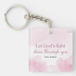 Laat Gods licht schijnen, Christelijke roze Waterv Sleutelhanger
