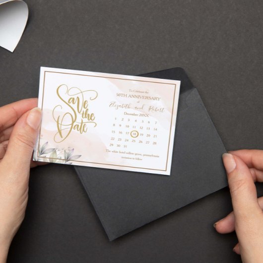 Laat groen 50e Jubileum de datum opslaan Aankondigingskaart