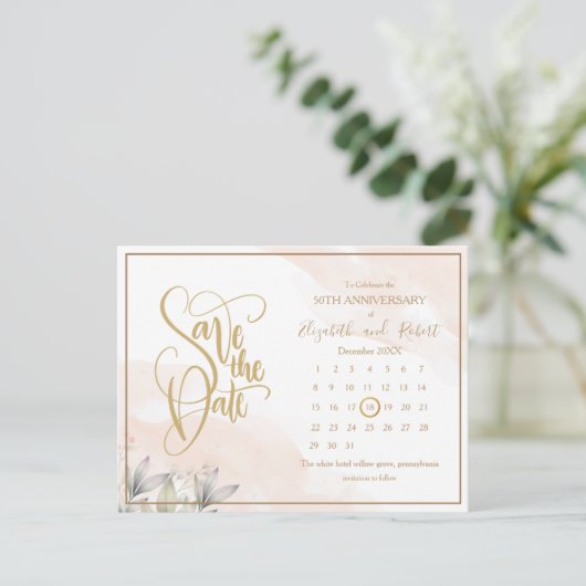 Laat groen 50e Jubileum de datum opslaan Aankondigingskaart (Staand voorkant)