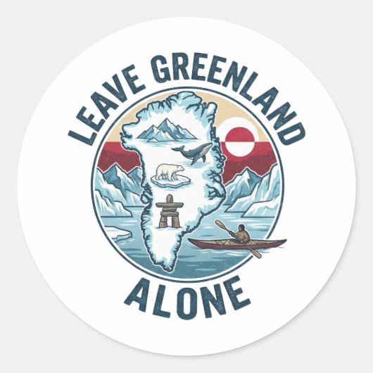 Laat Groenland met rust Ronde Sticker (Voorkant)