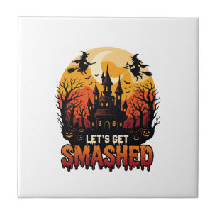 Laat Halloween Kasteel van Geestenhekserij Verplet Tegeltje
