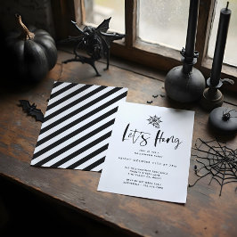 Laat Hang Black Minimal Spider Web Halloween Party Kaart