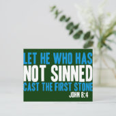 Laat hem die niet heeft gekleed de eerste steen ui briefkaart (Staand voorkant)