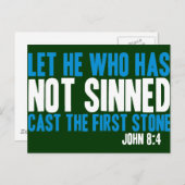 Laat hem die niet heeft gekleed de eerste steen ui briefkaart (Voorkant / Achterkant)