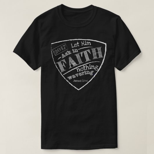 Laat hem in vertrouwen vragen, James 1:5-6 T-Shirt (Design voorkant)