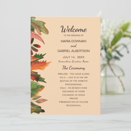 Laat herfst achter. Herfst formele botanische brui Programmakaart (Staand voorkant)