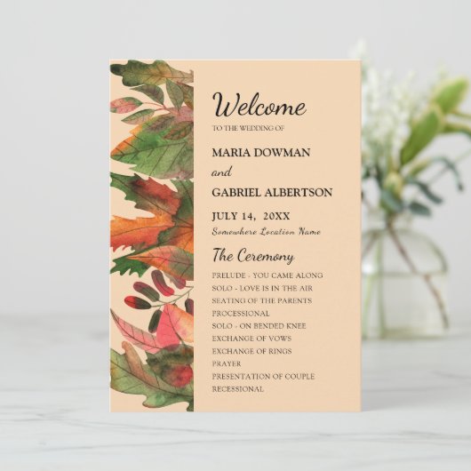 Laat herfst achter. Herfst stijlvolle botanische b Programmakaart (Staand voorkant)