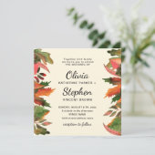Laat herfst. Autumn graceful Botanical Wedding Kaart (Staand voorkant)