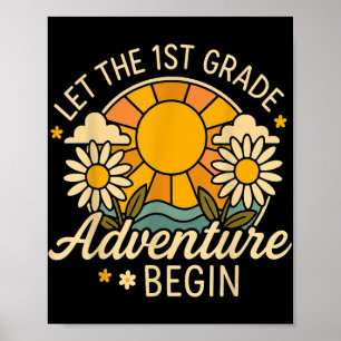 Laat het 1e klas avontuur beginnen Retro Sun Back Poster