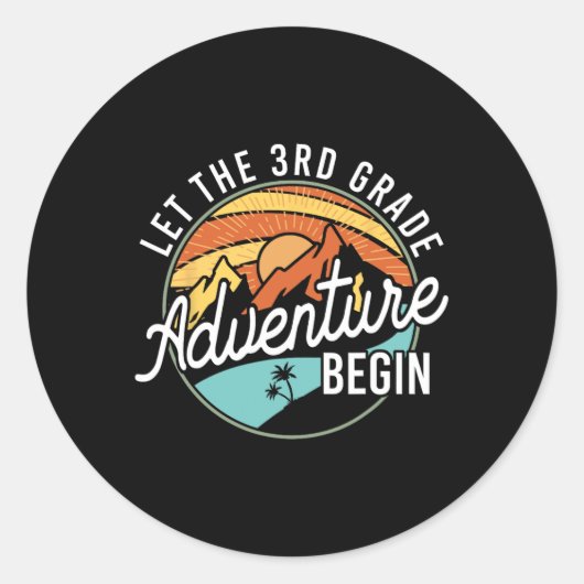 Laat het 3e klas avontuur beginnen Terug naar scho Ronde Sticker (Voorkant)