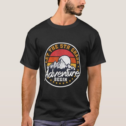Laat het 5e klas avontuur beginnen grappig terug n t-shirt (Voorkant)