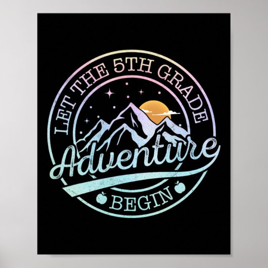Laat het 5e klas avontuur beginnen Retro eerste da Poster (Voorkant)