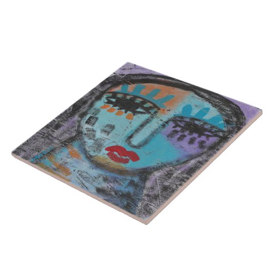 Laat het Afgelopen achter Abstracte Schilderen op  Tegeltje (Zijkant)