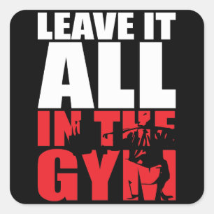 Laat het allemaal in de sportschool - squat leg da vierkante sticker