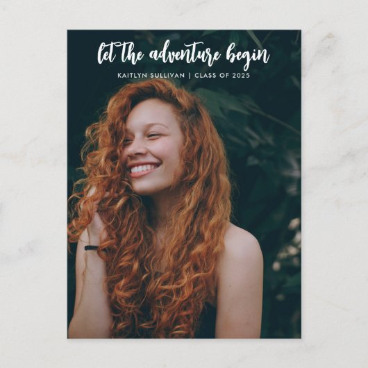 Laat het avonturenscript modern beginnen | Afstude Aankondigingskaart (Voorkant)