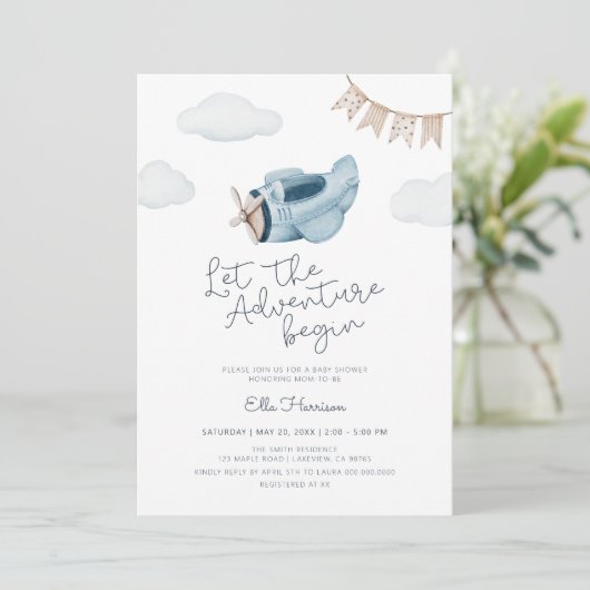 Laat het avontuur Baby shower beginnen Kaart (Staand voorkant)