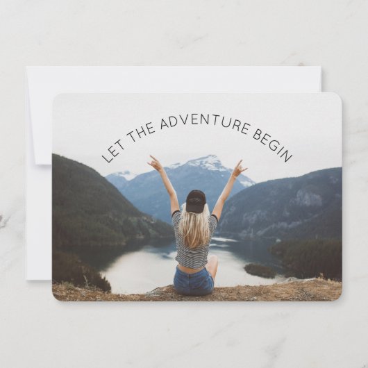 Laat het Avontuur Begin Foto Afscheidsfeest Kaart (Voorkant)