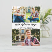 Laat het Avontuur Begin Foto Afstudeerfeest Kaart (Staand voorkant)