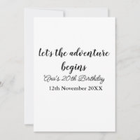 laat het avontuur beginnen 20e verjaardag voeg naa