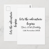laat het avontuur beginnen 20ste verjaardag naam t briefkaart (Voorkant / Achterkant)