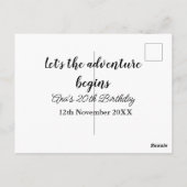 laat het avontuur beginnen 20ste verjaardag naam t briefkaart (Achterkant)
