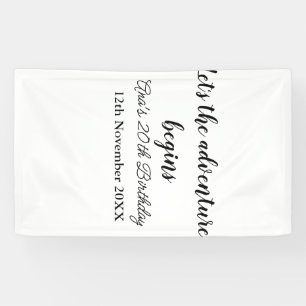laat het avontuur beginnen 20ste verjaardag naam t spandoek