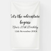 laat het avontuur beginnen 20ste verjaardag naam t spandoek (Verticaal)