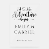 Laat het avontuur beginnen aangepaste bruiloft acryl bord (Voorkant)