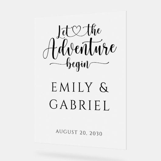 Laat het avontuur beginnen aangepaste bruiloft acryl bord (Hoek)