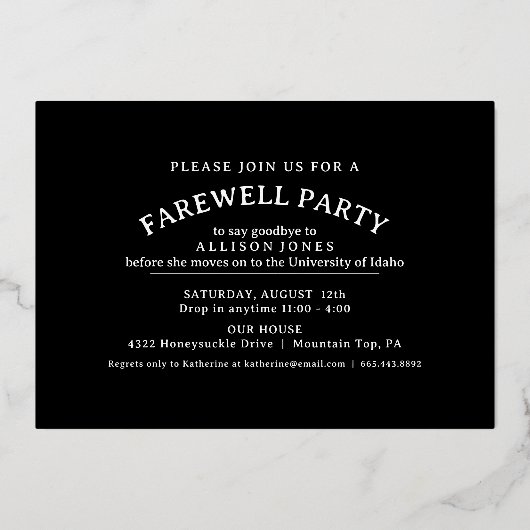 Laat het avontuur beginnen Afstuderen Afscheidsfee Folie Uitnodiging (Achterkant)