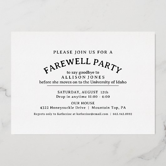 Laat het avontuur beginnen Afstuderen Afscheidsfee Folie Uitnodiging (Achterkant)