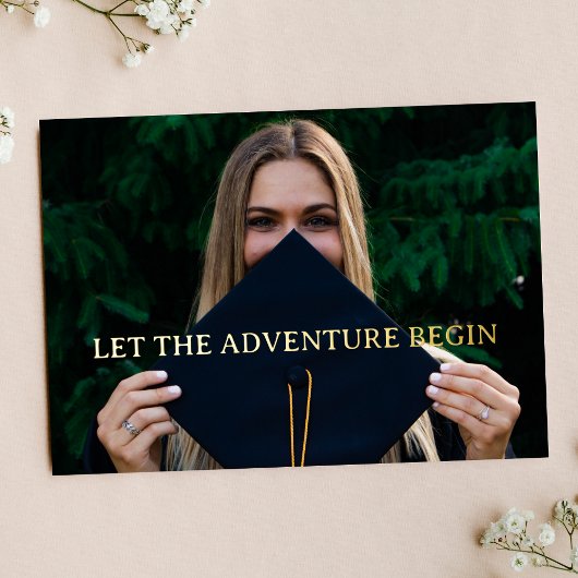 Laat het avontuur beginnen Afstuderen Afscheidsfee Folie Uitnodiging