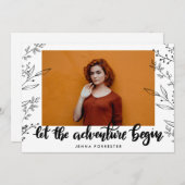 Laat het avontuur beginnen | Afstuderen bladeren Kaart (Voorkant / Achterkant)