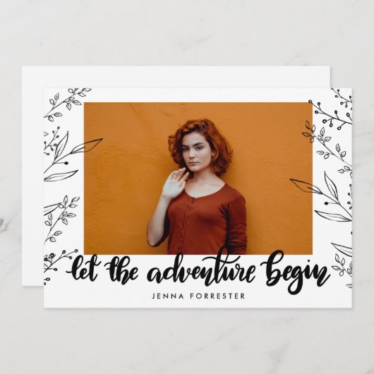 Laat het avontuur beginnen | Afstuderen bladeren Kaart (Voorkant / Achterkant)