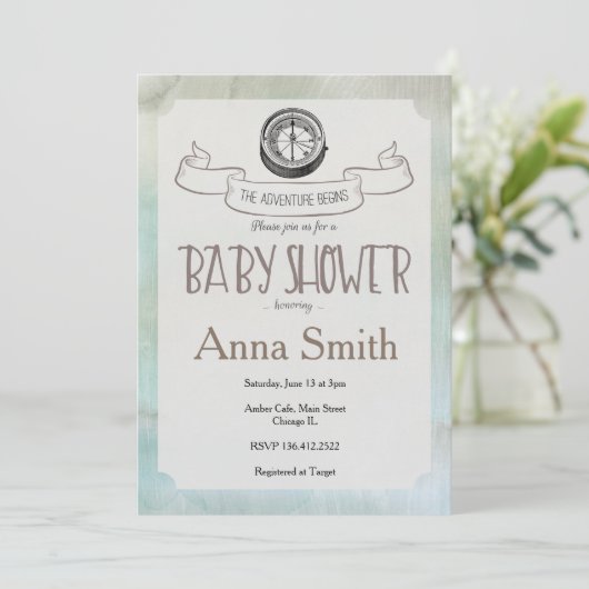 Laat het avontuur beginnen Baby shower Kaart (Staand voorkant)