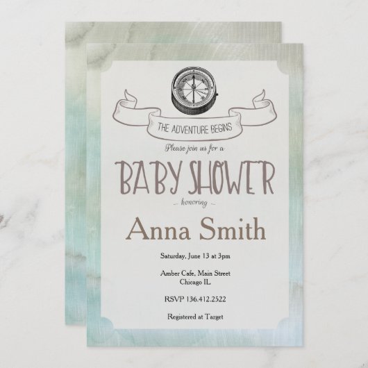 Laat het avontuur beginnen Baby shower Kaart (Voorkant / Achterkant)