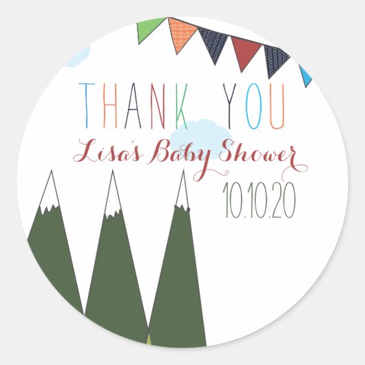 Laat het avontuur beginnen Baby shower Ronde Sticker (Voorkant)