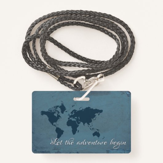 Laat het avontuur beginnen badge (Voorkant met draagriem)